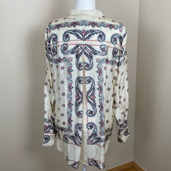 J. Crew Drapey Paisley Long Sleeve Button Up Shirt Size XL Buttermilk - Picture 3 of 9